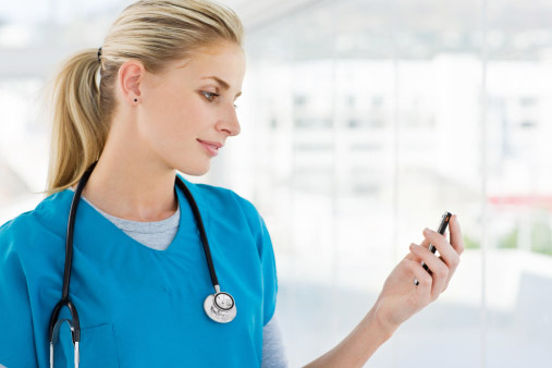 Nurse Checking Phone