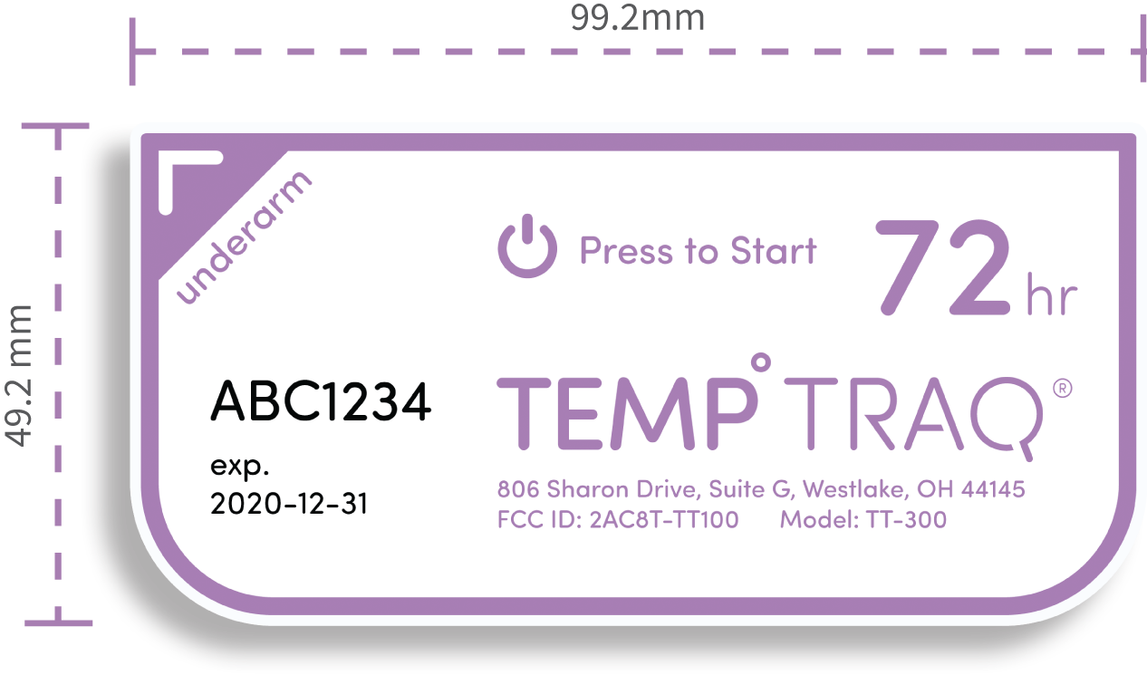TempTraq patch - 99.2mm x 49.2mm